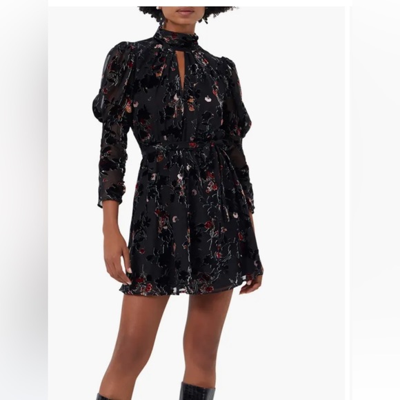 French Connection Guthern Burnout Long Sleeve Minidress - Picture 2 of 5